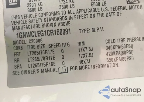 2012 Cadillac Escalade z USA, uszkodzony, nr VIN 1GNWCLEG1CR160081